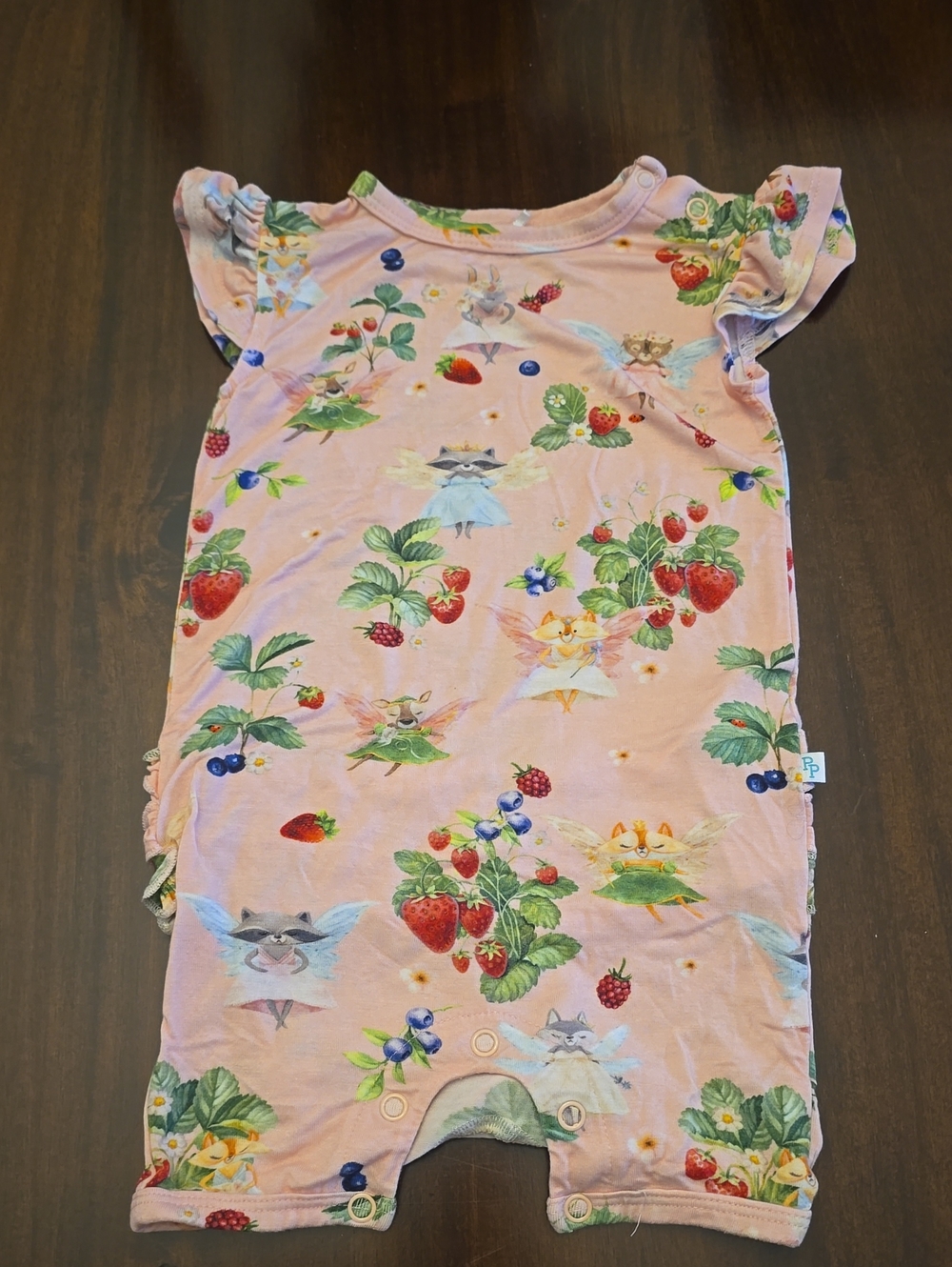 Posh Peanut Pink Strawberry & Fairy Animal Short Sleeve Onesie